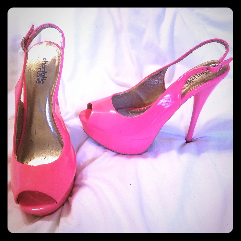 🛍 4/$20 Charlotte russe hot pink heels size 7